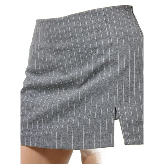 Striped Mini Skorts with Slit Detail
