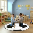 thumbnail image 4 of SARAG 47in Ball Game Area Rug, Round Non-Slip Soccer Carpet, Soccer Kids Bedroom Rug Living Room Pad Computer Chair Pad, Black White, 4 of 9