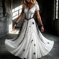 thumbnail image 2 of KICILVS Gothic Clothes For Women Black Spiderweb And Spider Print Flowing V Neck Long Maxi Dress Halloween Cosplay Gothic Party Dress, 2 of 5