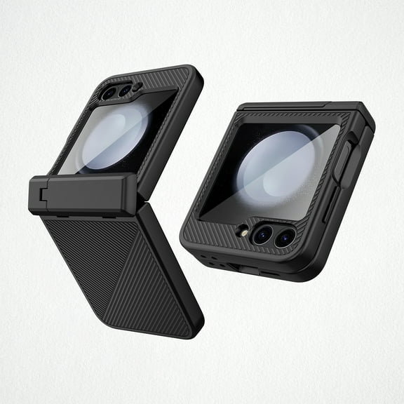 ELEHOLD for Samsung Galaxy Z Flip 6 Case,Ultra-Thin Non-slip Invisible Kickstand Built-in Front Screen Protector Hinge Protection Hard PC Shockproof Case for Samsung Galaxy Z Flip 6,Black