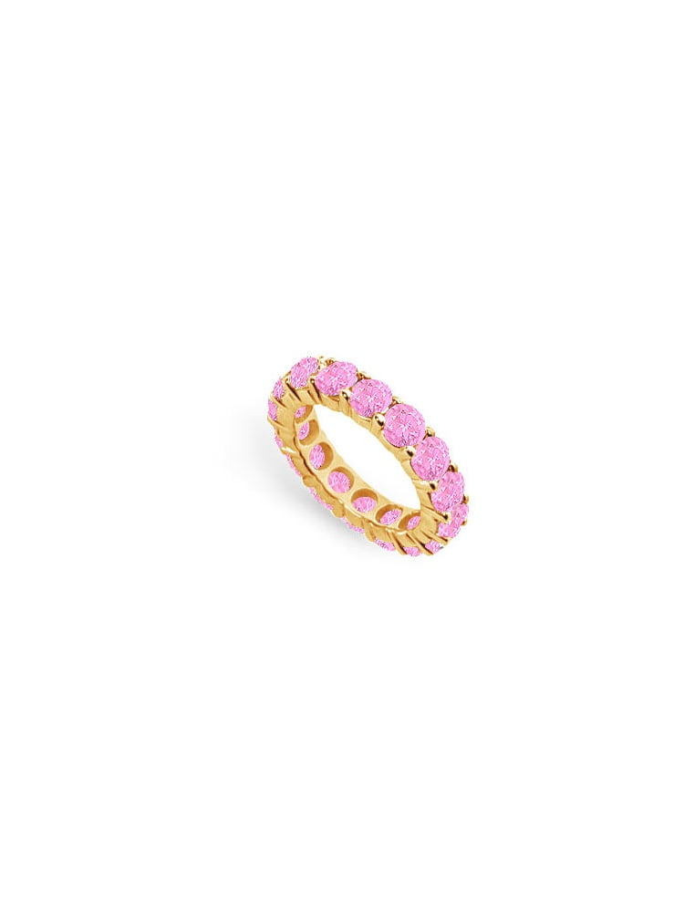 Created Pink Sapphire Eternity Ring Stackable Band 18K Yellow Gold Vermeil. 6ct.tw by Love Bright