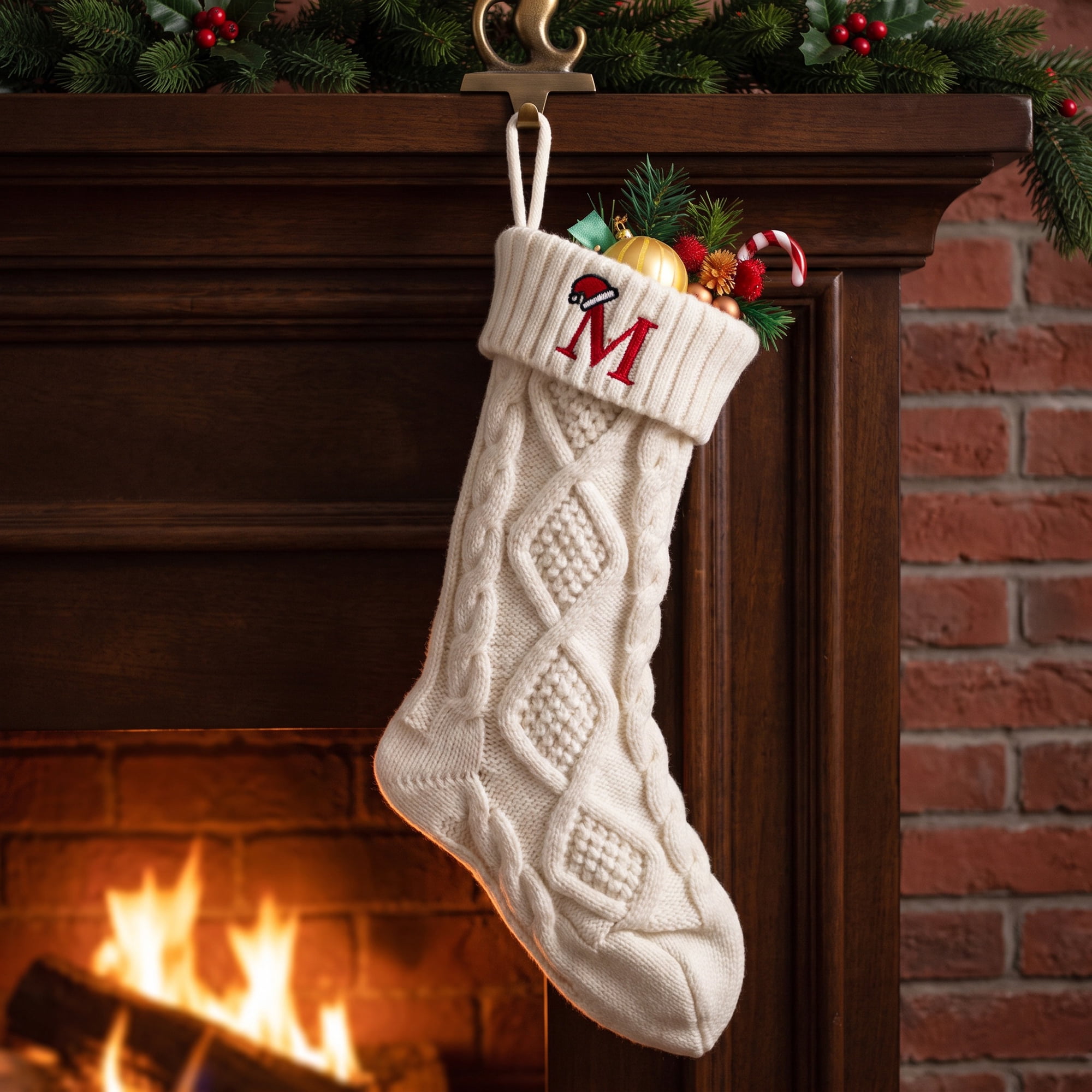 Unique Bargains Canine Bone Christmas Stocking Luxury Puppy Holiday Keepsake Sack Letter M 17"