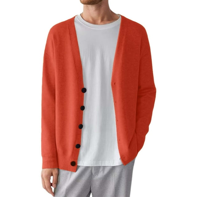 TINZ Men's Knit Cardigan Sweater Casual Loose Fit Korean Style Versatile Button Up Outerwear For Spring Fall Winter Sweater Couple Tan Sweater