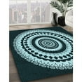 thumbnail image 2 of Ahgly Company Indoor Round Patterned Deep Teal Green Area Rugs, 7' Round, 2 of 6