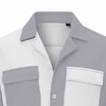 thumbnail image 6 of ZVNAΖH Men's S-3XL Color Block Casual Striped Short Sleeve Collared Button Down Shirt with Dual Pockets, 6 of 6