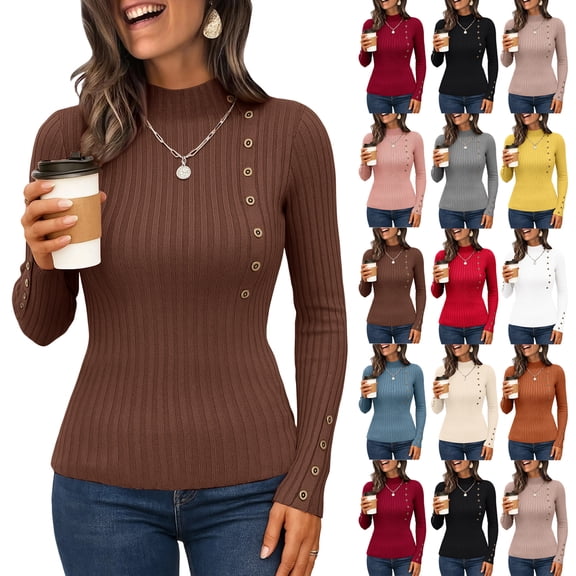 Ribbed Knit Mock Turtleneck Sweaters Women's Long Sleeve, Slim Fit Basic Fall Casual Top White XL