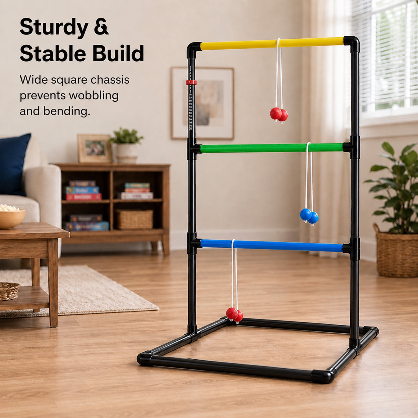 Alvantor Ladder Ball Pro Steel Outdoor Lawn Toss Game Set with 6 Soft Rubber Bolo Balls and Travel Carrying Case, Ages 8+