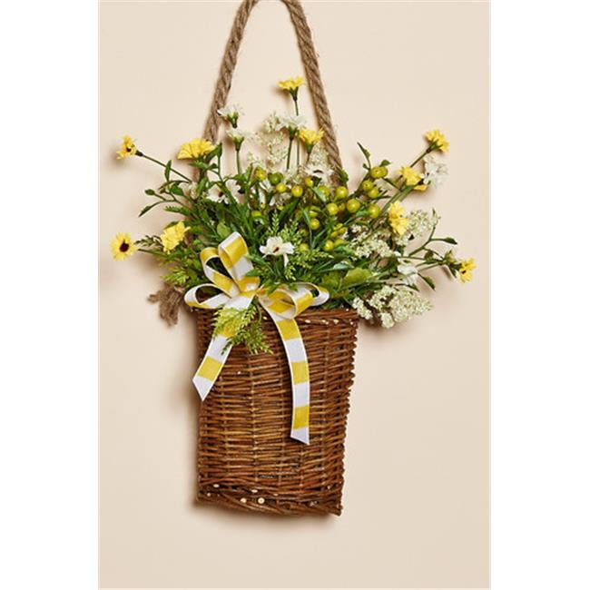 Harvest of Barnstable SGWB Willow Basket filled with yellow and ivory