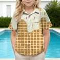 thumbnail image 5 of MGDXOX Kids Short Sleeve Ice Cream Print Button Down Shirt Lightweight Breathable Spring Summer Fun Casual Wear Beige 5-6 years, 5 of 8