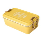 FFENYAN Compartmentalized Lunch Box Retro Bento Design Divided Bento Box With Built in Plastic Divider Choose Your Own Space For Food And Nylon Sealing Tape Blue Yellow