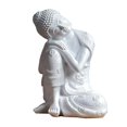 thumbnail image 1 of Estatua de Buda Durmiente Hugo Resina Blanca 23 cm Artesanía decoración hogar, 1 of 7