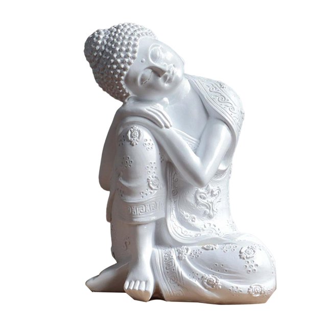 Estatua de Buda Durmiente Hugo Resina Blanca 23 cm Artesanía decoración hogar