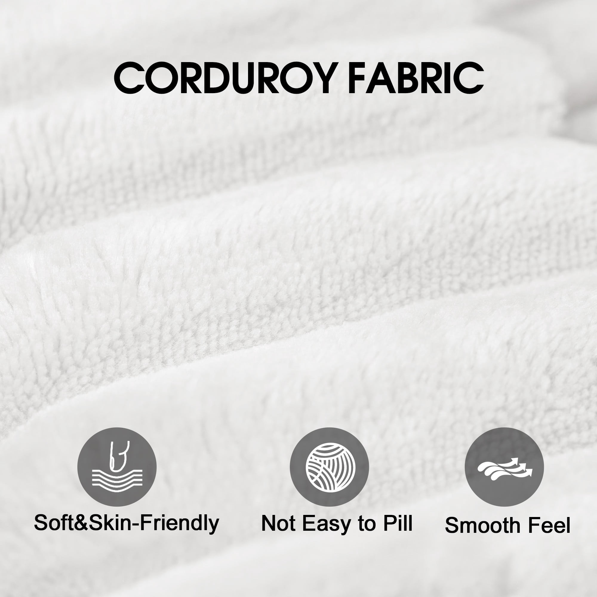 71" Corduroy Sofa Couch,Deep Seat 3 Seater Sofa Couches,Loveseat Sofa,No Assembly for Living room,Bedroom,White