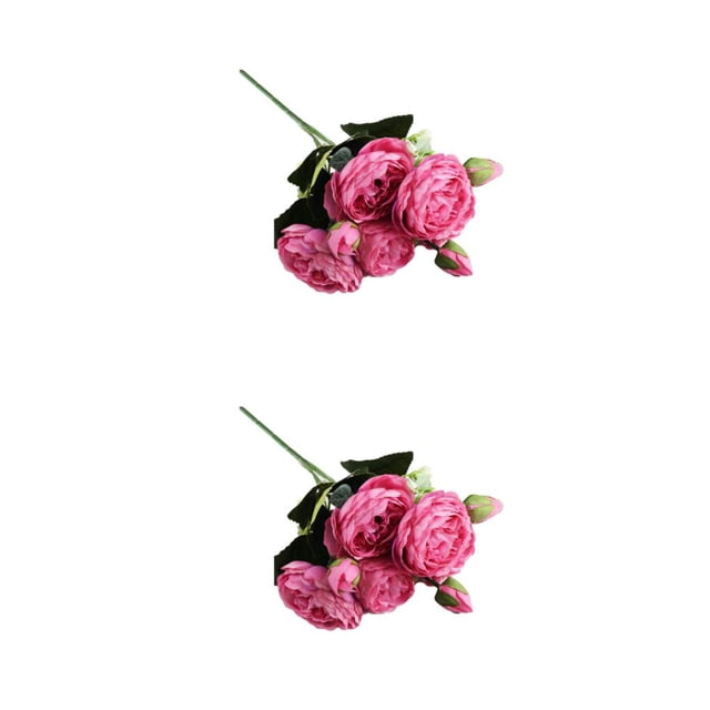 Peonías artificiales Naiovety Ramo falso 5 cabezas Rosa roja 2Conjunto