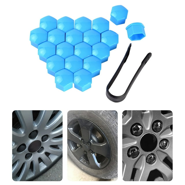 Ruiboury Pack of 20 Car Wheel Nut Caps Universal Anti-rust Auto Hub Screw Cover Replacement 17-21mm Dust-proof Automobile Rims Blue 21mm 1Set