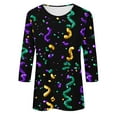 thumbnail image 5 of Pxxlle Womens Mardi Gras Shirt Plus Size 3/4 Sleeve Fat Tuesday Shirts Loose Fit Crewneck New Orleans Party Outfits Funny Mask Graphic Tees Size XXL, 5 of 5