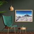 thumbnail image 2 of Mountain Wall Art with Frame, Highest Mountain Above the Clouds with Clear Sunny Sky Background Earth is Magic, Printed Fabric Poster for Bathroom Living Room, 35" x 23", White Blue, by Ambesonne, 2 of 2