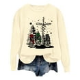thumbnail image 1 of Wyzesi Chandails Courts pour Femmes à Manches Longues Col Rond Chandails de Mode Imprimé Lettre Chandail Léger Chandails Amples Blouse Haut Chandails pour Dames Cardigan, 1 of 5