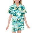 thumbnail image 1 of Pyjamas en Satin 2 Pcs pour Filles Ensemble Chemise à Manches Courtes Imprimé Graphique et Short Pyjama Bébé Fille Vert 2 Ans-3 Ans, 1 of 7