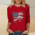 thumbnail image 4 of Favoffer Women's Independence Day Printed Pullover Round Neck 3/4 Sleeve Pattern Loose Daily Holiday Casual T-Shirt, 4 of 5