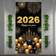 thumbnail image 5 of Decorative Design New Year Banner Ornamental Frame Happy New Year Crown Emblem Gold Colorful Gems for Holiday Party Celebration Event Decoration, 5 of 9