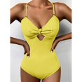 thumbnail image 1 of WREESH Women'S Bare Back Solid Color Knot On Chest One Piece Beachwear, 1 of 7