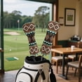 thumbnail image 3 of Uorisanigo Golf Club Covers, 3pc Waterproof Driver/Fairway/Hybrid Headcovers Women Men - Premium PU Leather and Soft Interior - Brown Southwest Aztec Protection for Golf Club Heads, 3 of 7