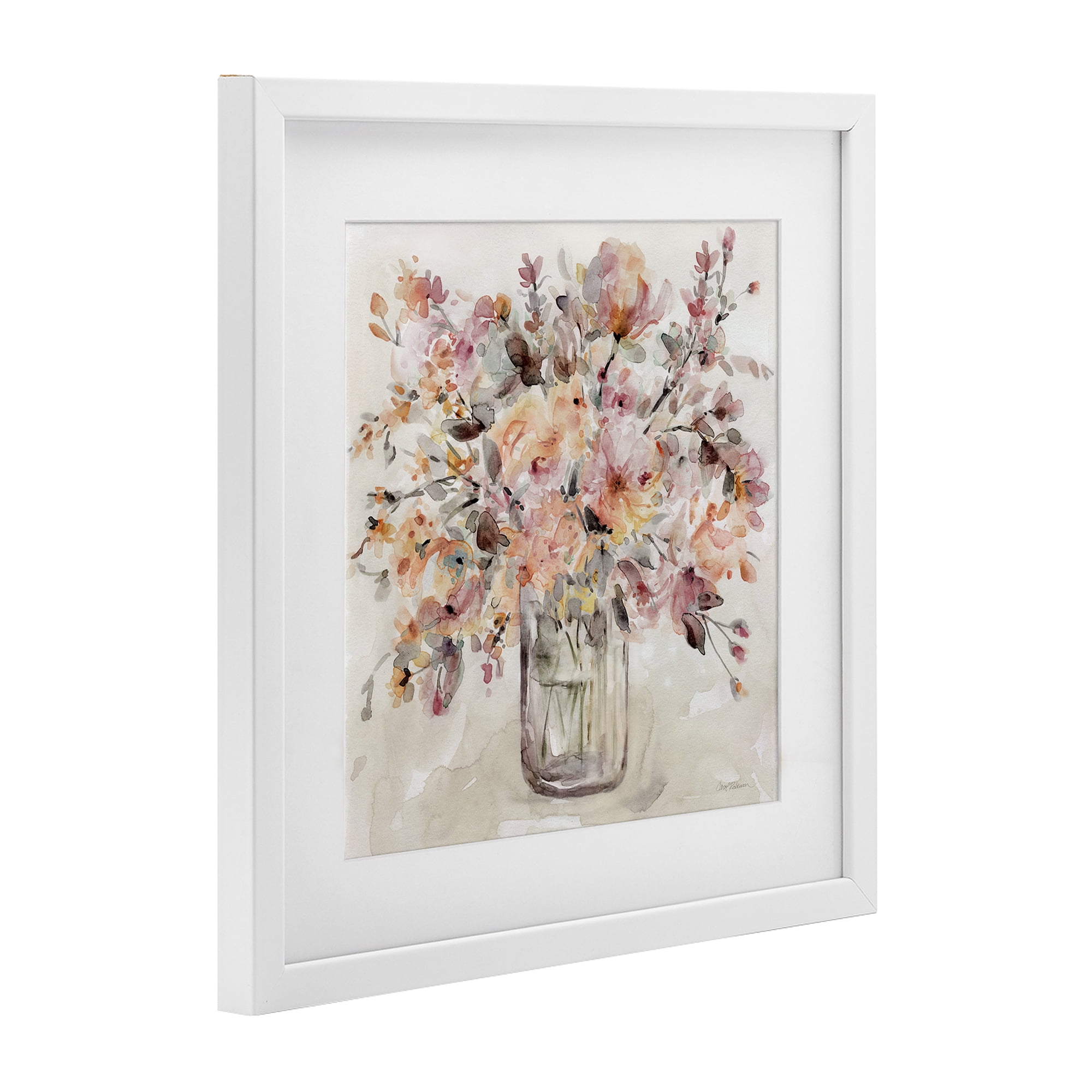 Stupell Industries Fluid Petals Watercolor Bouquet White Framed Print Under Glass, design by Carol Robinson