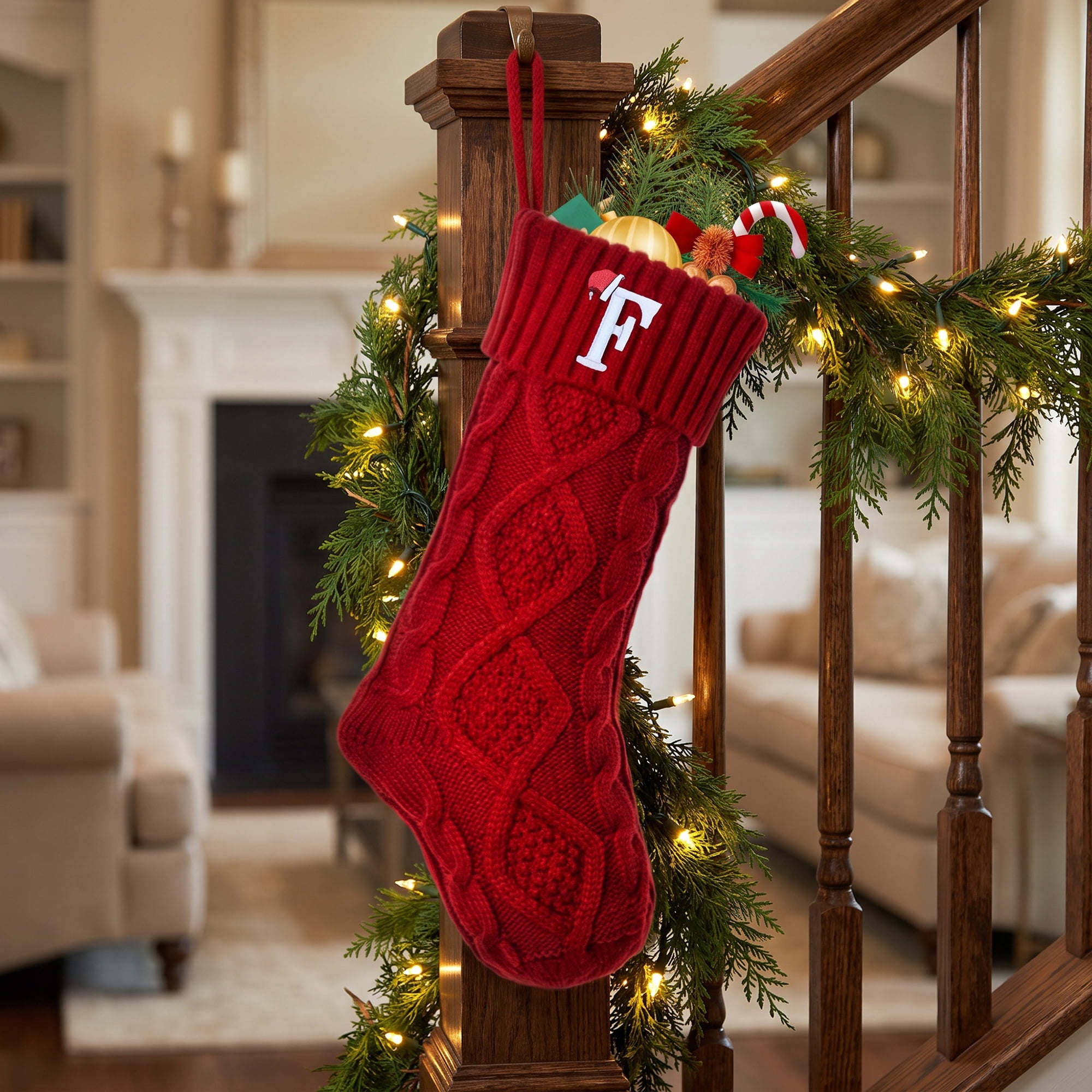 Unique Bargains Canine Bone Christmas Stocking Puppy Keepsake Sack Red Letter F 17"