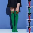 thumbnail image 4 of Women Overknee Socks Christmas Diagonal Stripe Thigh High Stockings Japanese Bow, 4 of 9