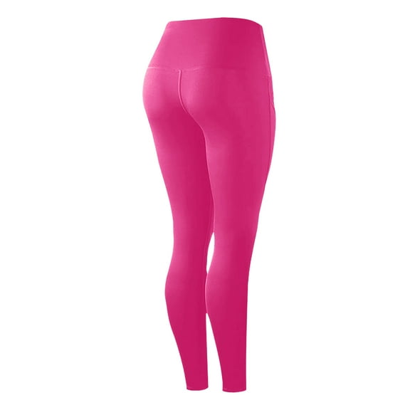 Kvture 2PC Womens Yoga Leggings High Waisted Tummy Control Butt Lifting Leggings Compression Stretchy Workout Pants with Pockets Hot Pink M