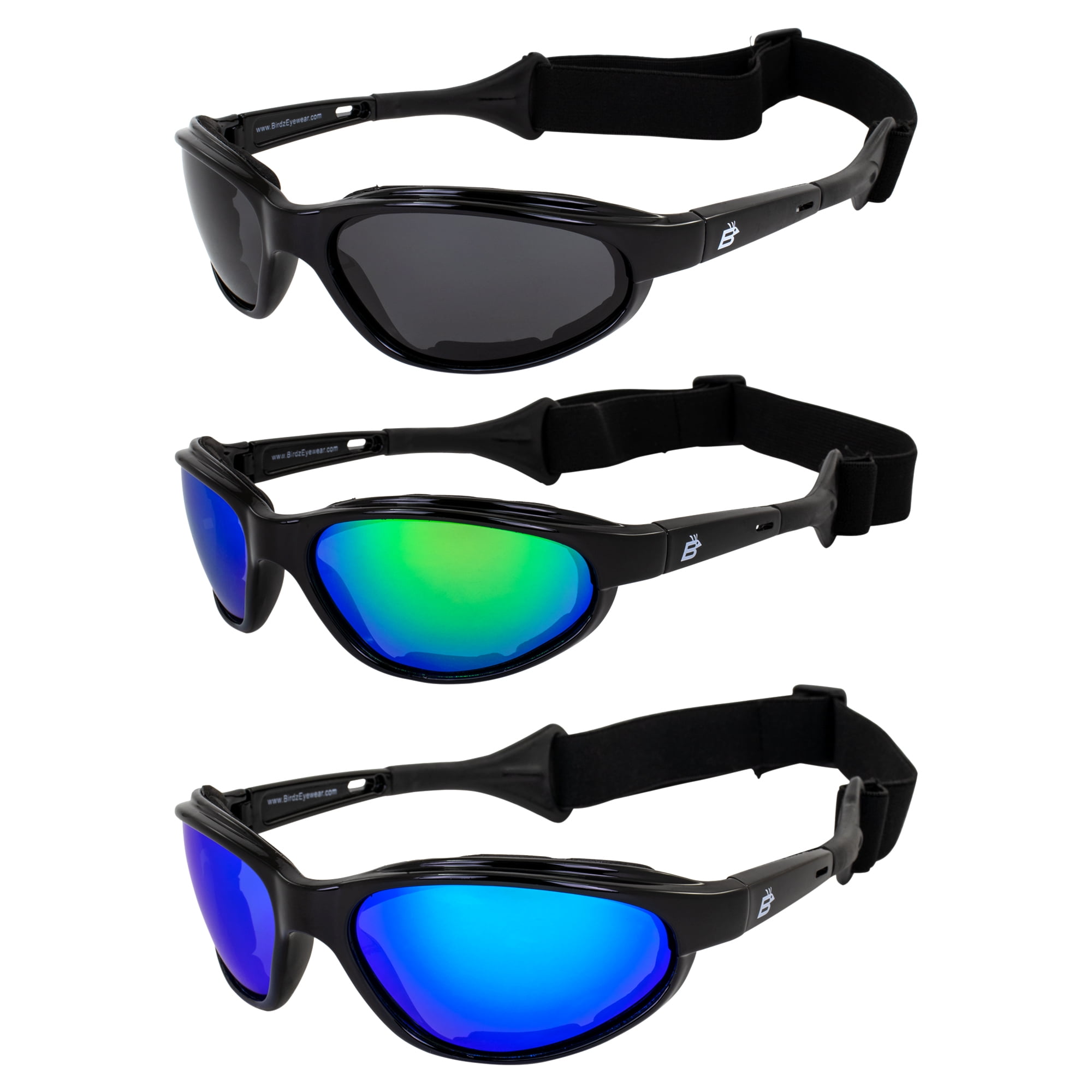 Birdz Eyewear 3 Pairs Sail Padded Polarized Sport Sunglasses for Men or