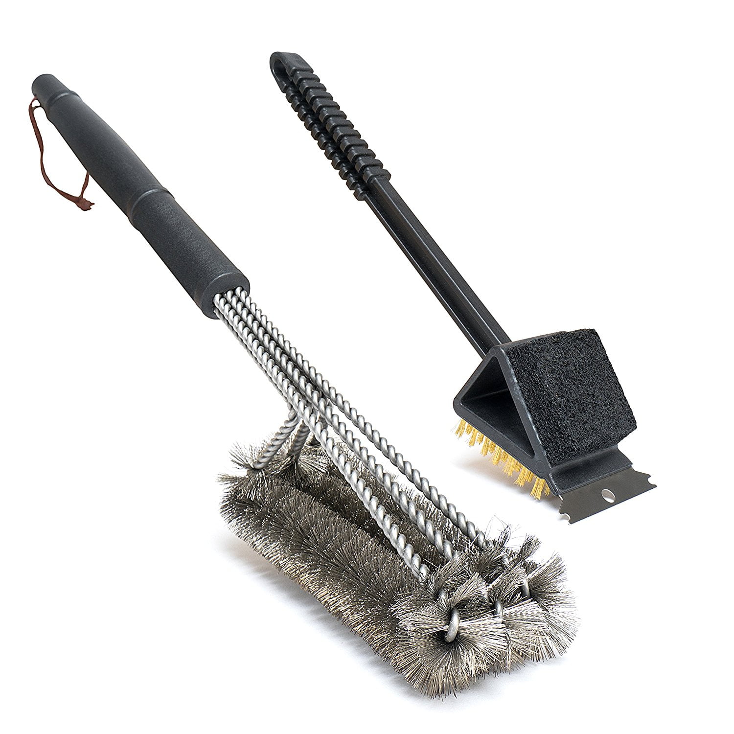 Griller's Choice Triple Head Double Helix Grill Brush with Scraper