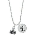 thumbnail image 1 of Delight Jewelry Silvertone LOVE Stamp Silvertone Script Initial Disc - L - Charm Necklace, 20"+3", 1 of 4
