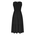 thumbnail image 4 of Women's Casual Wear Sleeveless Pleated Elastic Waist Large Dress Summer Dress, 4 of 8