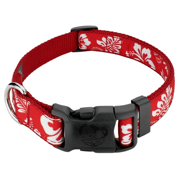 Country Brook Petz® Deluxe Red Hawaiian Ribbon Dog Collar, Medium