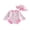 Pink, variant on BemeyourBBs Toddler Baby Girls Bow Striped One Piece Swimsuit with Sun Hat Infant Girl Bathing Suit Long Sleeve Rash Guard Back Zipper Ruffled Trim Swimwear Summer Beachwear