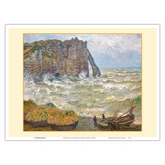 Stormy Sea in Étretat - From an Original Color Painting by Claude Monet c.1883 - Master Art Print (Unframed) 9in x 12in