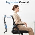 thumbnail image 6 of EDX Desk Chair with Ergonomic Lumbar Support, Flip-Up Armrests & Removable Footrest - 250lbs Capacity, Suitable for Home, Office, Bedroom, Black, 6 of 9