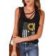 thumbnail image 4 of ABPHQTO Camiseta de tirantes con estampado de girasoles y bandera americana negra para mujer, 4 of 5