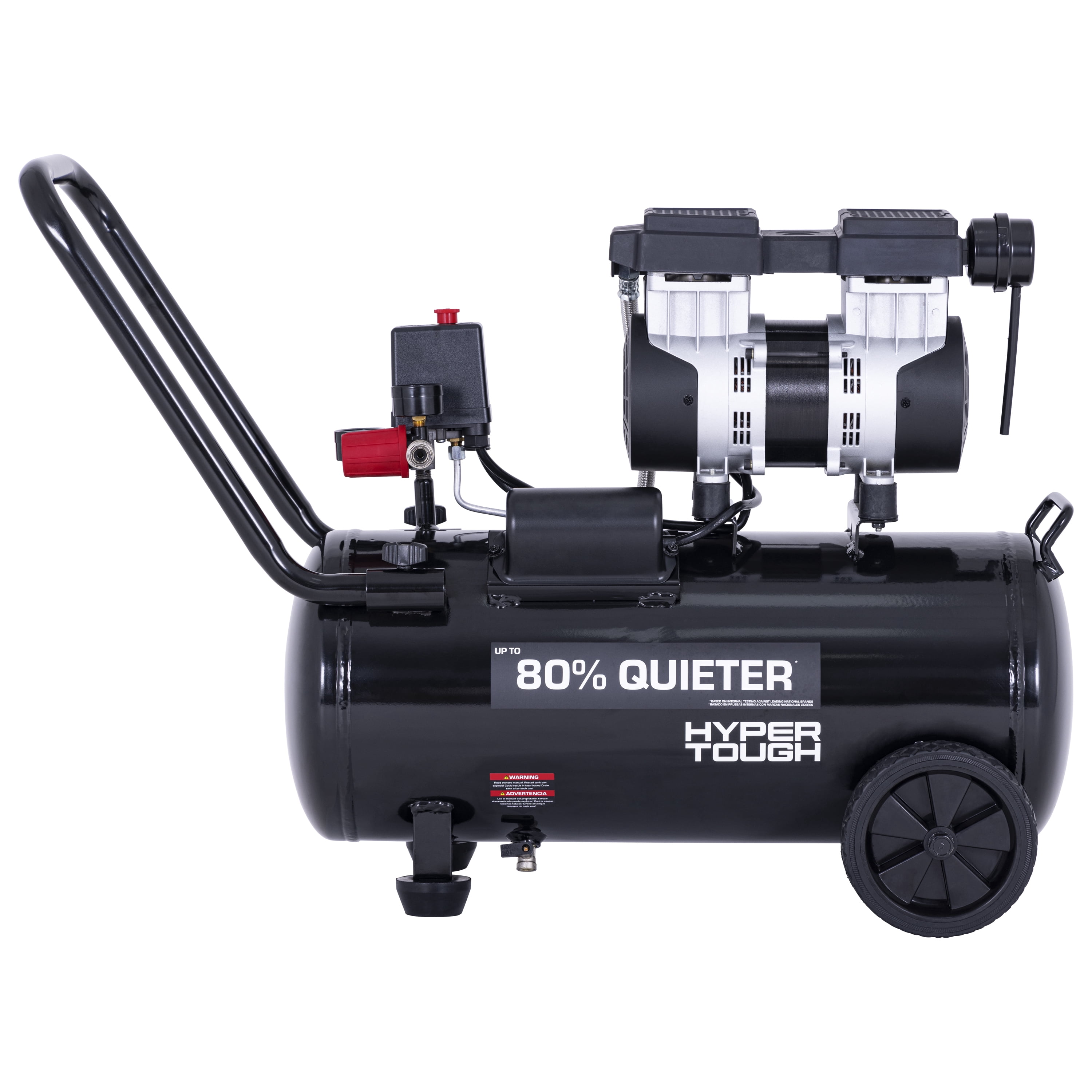 Hyper Tough 8 gal Quiet Air Compressor, 1 HP, Oil-Free, 150 psi