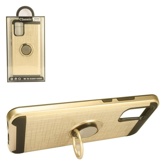 GSA Brushed Hybrid Case w/Magnetic Ring for Samsung Galaxy A02s - Gold/Black