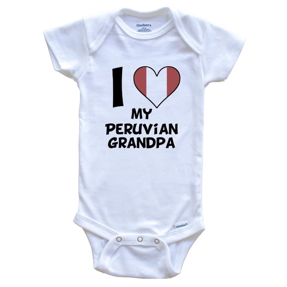 I Heart My Peruvian Grandpa Peru Flag Baby Bodysuit, 0-3 Months White