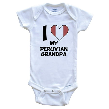 

I Heart My Peruvian Grandpa Peru Flag Baby Bodysuit 0-3 Months White