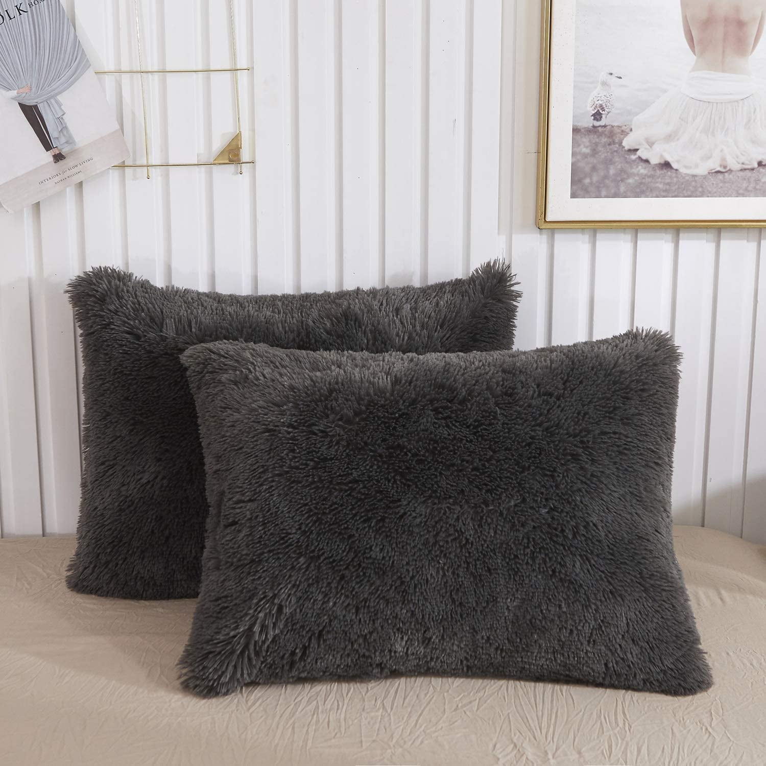 Plush Shaggy Throw Pillow Case Sofa Fluffy Fur Cushion Covers Pillowcase HD 