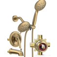 thumbnail image 1 of SR SUN RISE 5-Spray Dual Shower Head Cmbo Tub Faucet Set 3-Way Shower Head and Hand Held Shower Tub Faucets Sets Complete Single-Handle Tub and Shower Trim Kit Brushed Gold (Valve Include), 1 of 5