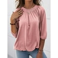 thumbnail image 2 of Sherrylily Women Crew Neck T Shirt Half Sleeve 3/4 Sleeve Casual Loose Pleated Tops, 2 of 5