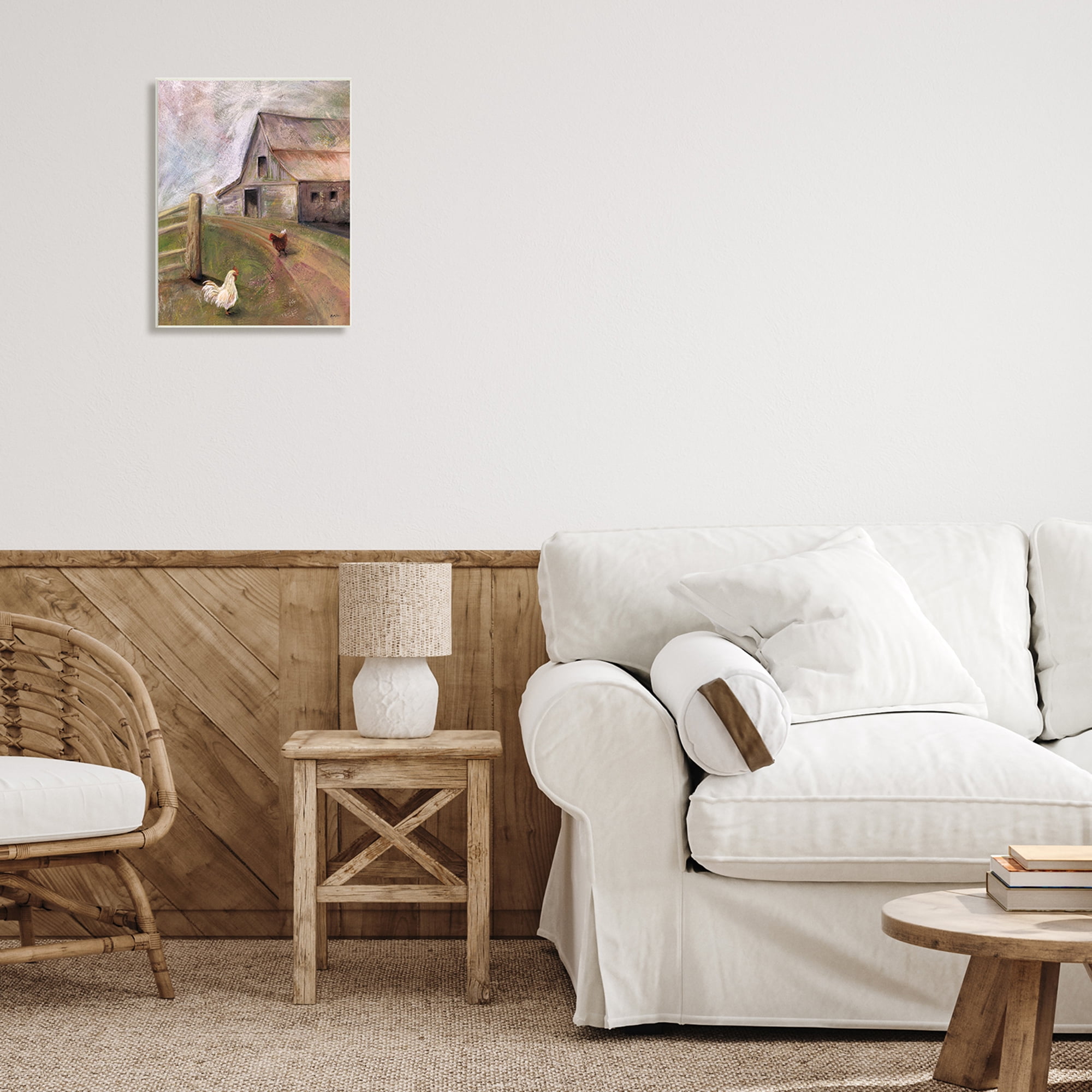 Stupell Industries Rustic Farmland Chickens Roaming Country Road Barn, 13 x 19, Design by Kelley Talent