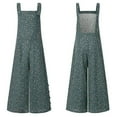 thumbnail image 3 of Babysbule Jumpsuit for Women Clearance Women Linen Jumpsuit Casual Suspender Pants Wide Leg Floral Buttons Overalls, 3 of 4