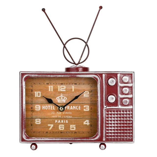 Hometime Horloge de Manteau en Métal - Télé Rétro